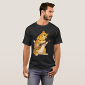 Funny Cat Playing Mandolin Coole Liebe T-Shirt (Vorne ganz)