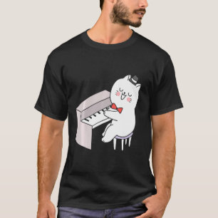 Funny Cat Playing Piano Musikinstrument Pianist T-Shirt
