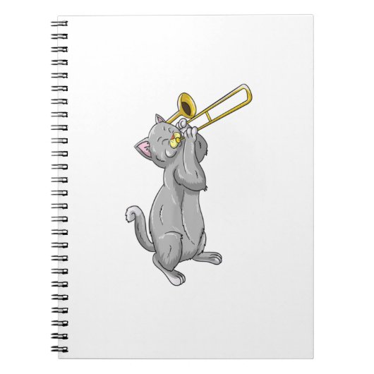 Funny Cat Playing Trombone Geschenk Coole Kitten M Notizblock (Vorderseite)