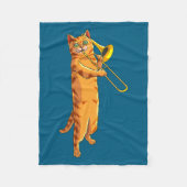 Funny Cat Playing Trombone Gift Cool Kitten Musici Fleecedecke (Vorderseite)