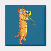 Funny Cat Playing Trombone Gift Cool Kitten Musici Magnet (Vorne)