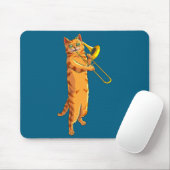 Funny Cat Playing Trombone Gift Cool Kitten Musici Mousepad (Mit Mouse)