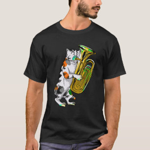 Funny Cat Playing Tuba Geschenk Niedlich Kitten Mu T-Shirt