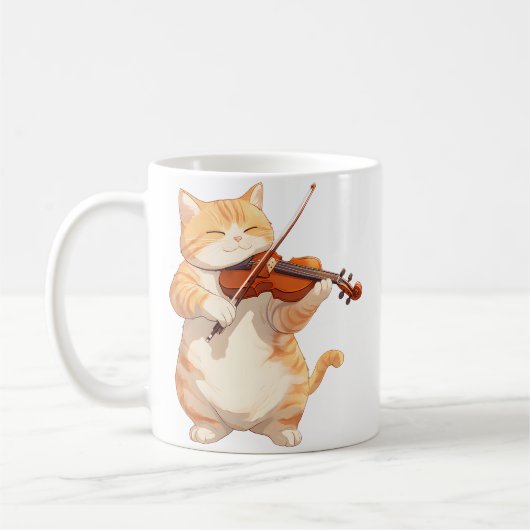 Funny Cat Playing Violin For Cat And Violins Lover Kaffeetasse (Links)