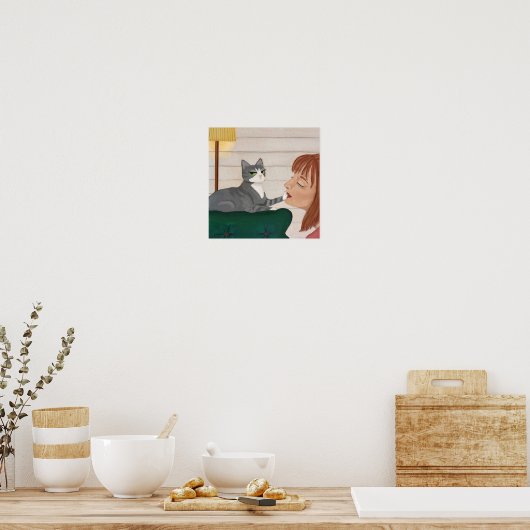 Funny Cat Poster - Ablehnung der Zuneigung (Küche)