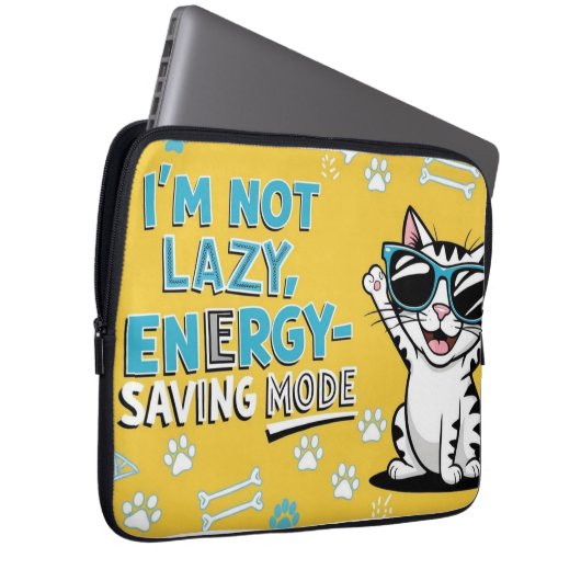 Funny Cat Poster, Cartoon Katze mit Sonnenbrille Laptopschutzhülle (Vorne Rechts)