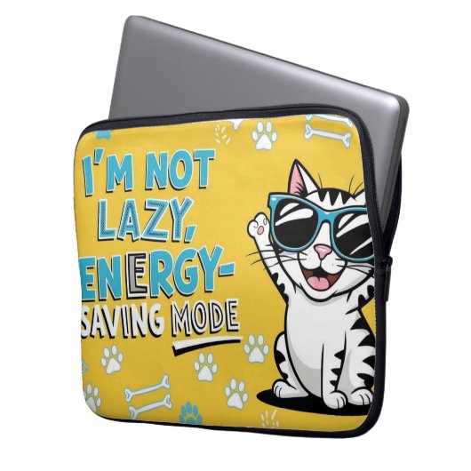 Funny Cat Poster, Cartoon Katze mit Sonnenbrille Laptopschutzhülle (Vorderseite Links)