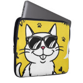 Funny Cat Poster, Cartoon Katze mit Sonnenbrille Laptopschutzhülle (Vorne Rechts)