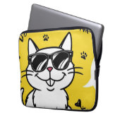 Funny Cat Poster, Cartoon Katze mit Sonnenbrille Laptopschutzhülle (Vorderseite Links)
