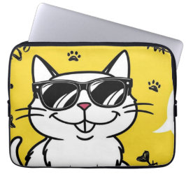 Funny Cat Poster, Cartoon Katze mit Sonnenbrille Laptopschutzhülle