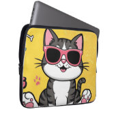 Funny Cat Poster Cartoon Katze mit Sonnenbrille Laptopschutzhülle (Vorne Rechts)