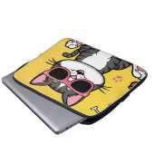 Funny Cat Poster Cartoon Katze mit Sonnenbrille Laptopschutzhülle (Vorne Knopf)