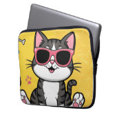 Funny Cat Poster Cartoon Katze mit Sonnenbrille Laptopschutzhülle (Vorderseite Links)