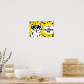 Funny Cat Poster, Cartoon Katze mit Sonnenbrille Poster (Küche)