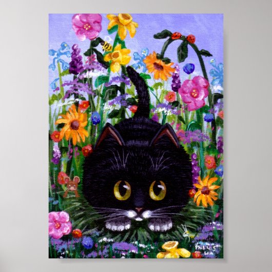 Funny Cat Poster Floral Blume Creationarts (Vorne)
