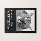 Funny Cat Pub Clever Black and White Kitten Niedli Puzzle (Horizontal)