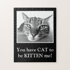 Funny Cat Pub Clever Black and White Kitten Niedli Puzzle