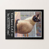 Funny Cat Pub Clever Siam Katze Kitten Blue Eyes Puzzle (Horizontal)