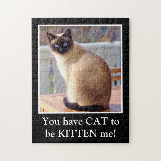Funny Cat Pub Clever Siam Katze Kitten Blue Eyes Puzzle (Vertikal)