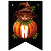 FUNNY CAT PUMPKIN HAPPY HALLOWEEN WIMPELKETTE (Zweite Fahne)