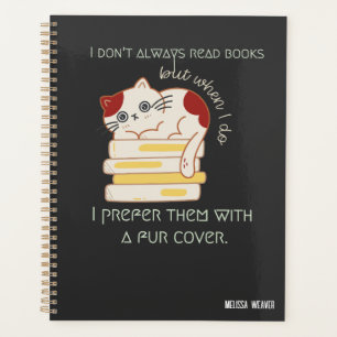 Funny Cat Pun für Buchwürmer Planer