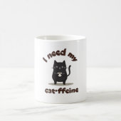 Funny Cat Pun "I Need My Cat ffeine" Tasse (Mittel)