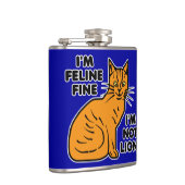 Funny Cat Pun Orange Feline Fine Kitty Flachmann (Rechts)