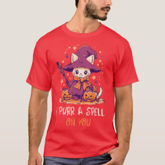 Funny Cat Pun Witch Zauber Grafik Männer Kinder Fr T-Shirt