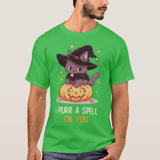 Funny Cat Pun Witch Zauber Grafik Männer Kinder Fr T-Shirt