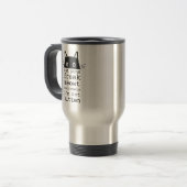 Funny Cat Puns Freak Meowt Schwarze Typografie Reisebecher (Vorderseite Links)