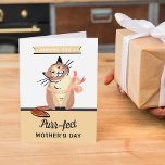 Funny Cat "Purr-fect" Mother's Day Karte<br><div class="desc">Send a special Mother's Day greeting with this funny "Purr-fect" cat lover's greeting card. The simple design features a cartoon cat with the wording "Wishing you a Purr-fect Mother's Day!". You can easily change the wording on the front and inside of the card using Zazzle's design tool. There is also...</div>