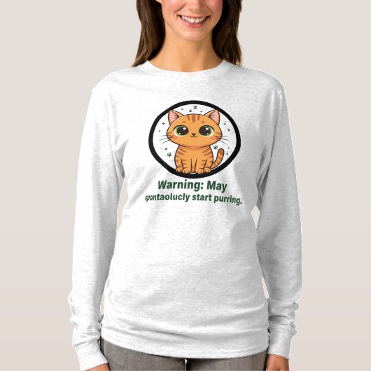 Funny Cat Purring Warning Long Sleeve T-Shirt (Vorderseite)