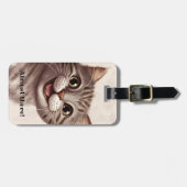 Funny Cat QR Code Gepäckanhänger (Vorderseite horizontal)