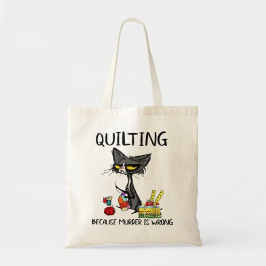 Funny Cat Quilting, weil Mord ist falsche Katze Tragetasche (Vorne)
