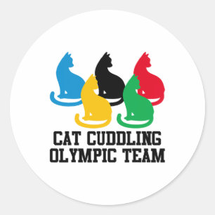 Funny Cat Quote Cat Cuddling Olympisches Team Cool Runder Aufkleber