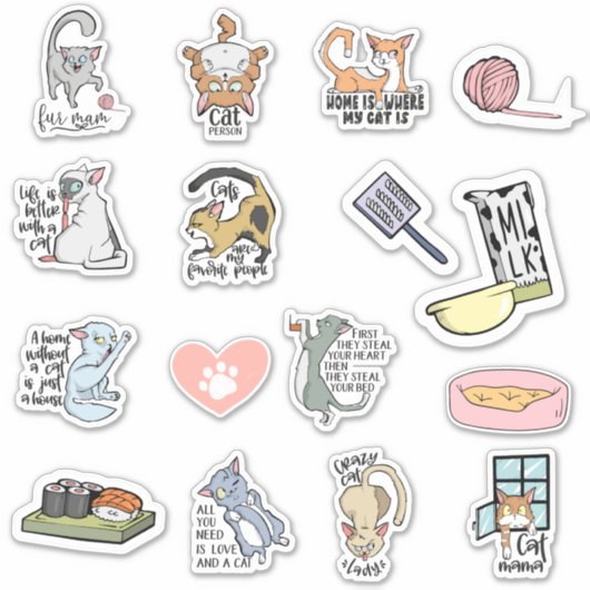 Funny Cat Quotes Stickers Aufkleber (Vorderseite)