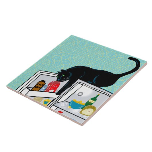 Funny Cat Raid Kühlschrank Art Fliese (Seite)