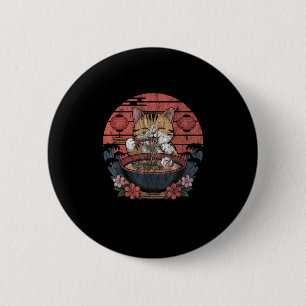 Funny Cat Ramen Graphic T-Shirt Japanisch Kawaii A Button