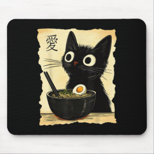 Funny Cat Ramen Graphic T-Shirt Japanisch Kawaii A Mousepad