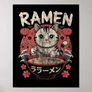 Funny Cat Ramen Graphic T-Shirt Japanisch Kawaii A Poster