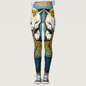 Funny Cat Ramen japanische Kunst Leggings (Vorderseite)
