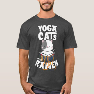 Funny Cat Ramen Yoga Pose Zen Meditation Japanisch T-Shirt