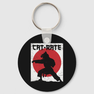 Funny Cat rate Cat Karate Geschenk für Kampfkunst Schlüsselanhänger