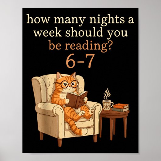 Funny Cat Reading 6-7 Meme Englieacher Book Lover Poster (Vorne)