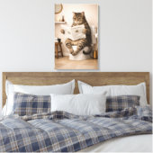 Funny Cat Reading Newspaper Bathroom Humor Leinwanddruck (Insitu (Schlafzimmer))