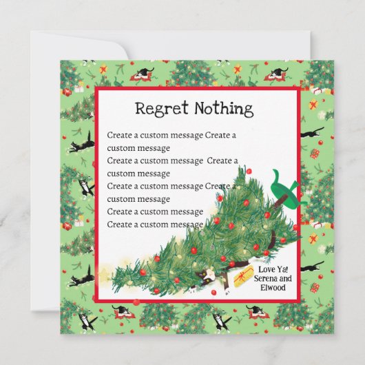 Funny Cat Regret Nothing Custom Flat Greycard Karte (Rückseite)