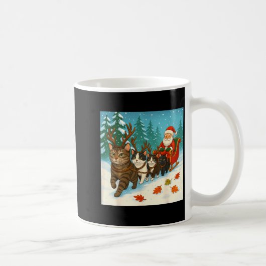 Funny Cat Reindeer Santa Christmas Design For Men Kaffeetasse (Rechts)