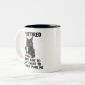 Funny Cat Remüde 2025 Funny Retirement 2025 Zweifarbige Tasse (Vorderseite Links)