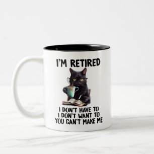 Funny Cat Remüde 2025 Funny Retirement 2025 Zweifarbige Tasse