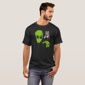 Funny Cat Retro Alien UFO Premium T-Shirt (Vorne ganz)
